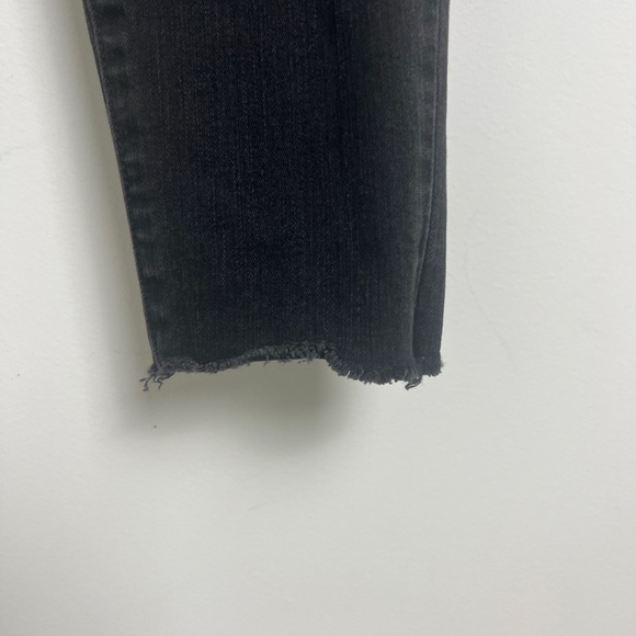 Madewell 9" High-Rise Skinny Black Raw Hem Vintage Faded Distressed Knees Sz 26 - Picture 5 of 15